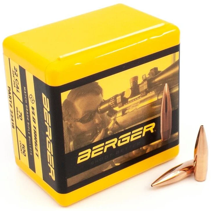 Berger .224 / 22 70 Grain Match Target Very Low Drag (100 Ct.) 3 Berger .224 / 22 70 Grain Match Target Very Low Drag (100 Ct.)