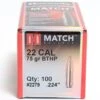 Hornady .224 / 22 75 Grain Hollow Point Boat Tail Match -Best Ammunition Shop HOR2279 e1581026847374