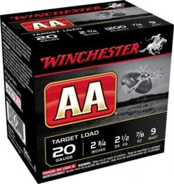 Winchester 20 Ga 7 8 Oz #9 2 3/4" AA Target Load 1200 Fps Ammunition (25 Rounds)