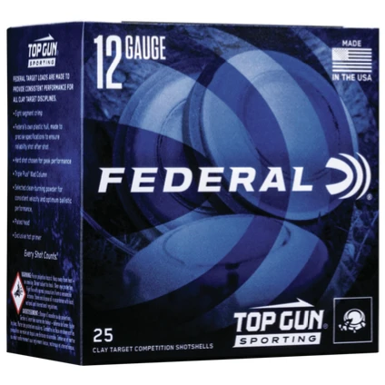 Federal 12 Ga 1 1/8 Oz #8 2 3/4" Top Gun Ammunition (25 Rounds) 1145 FPS 3 Federal 12 Ga 1 1/8 Oz #8 2 3/4" Top Gun Ammunition (25 Rounds) 1145 FPS