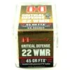 Hornady 22 WMR 45 Grain FTX (Flex Tip) Critical Duty Ammunition (50 Rounds) -Best Ammunition Shop HOR83200 e1589420518886