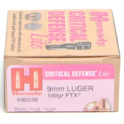 Hornady 9mm Luger Lite 100 Grain FTX (Flex Tip) Critical Defense Lite Ammunition (25 Rounds)