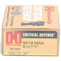 Hornady 9X18 Makarov 90 Grain FTX (Flex Tip) Critical Defense Ammunition Ammunition (25 Rounds)